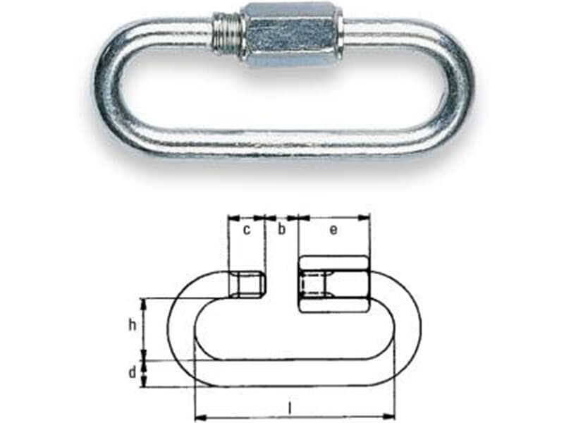 SAFETEX Kettenschnellverschluss 6 mm, verzinkt DIN 56927 Form B