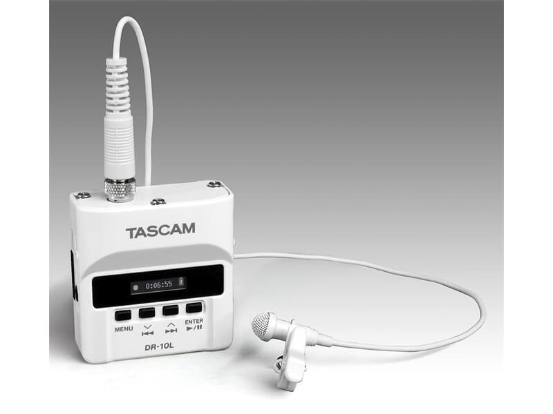 Tascam DR-10LW - Digitaler Audiorecorder mit Lavalier-Mikrofon in weiß