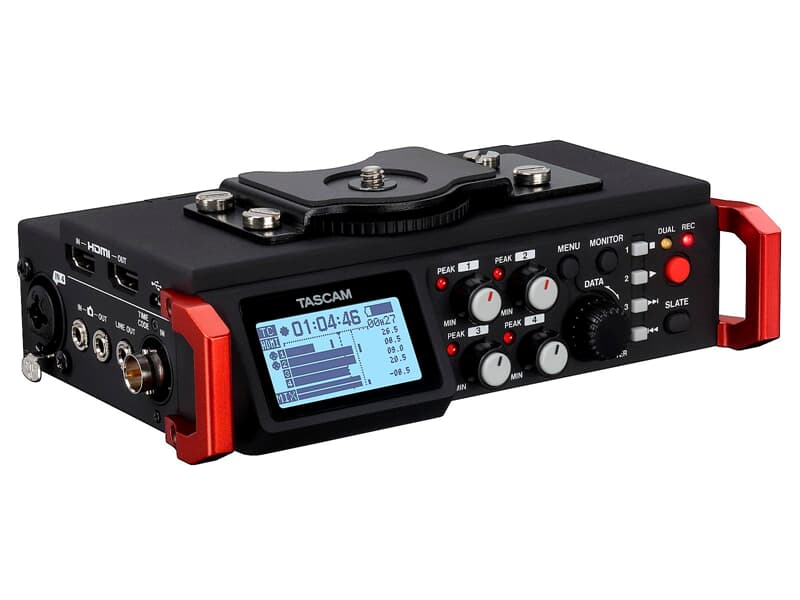 Tascam DR-701D - Sechskanal-Audiorecorder für DSLR-Kameras, SD/SDHC/SD