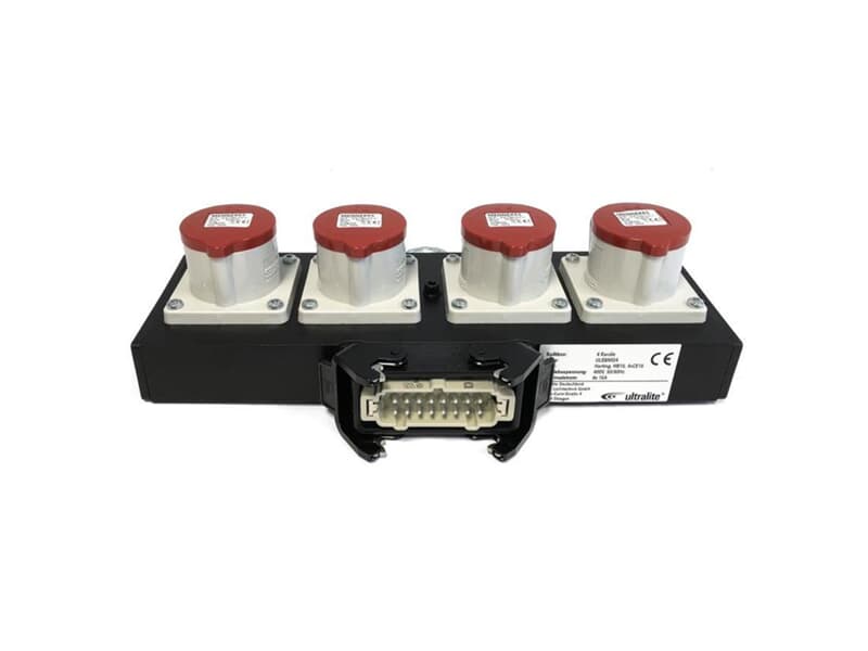 Ultralite Motorkontroller-Zubehör: Splittbox zum Anschluß v. 4 Motoren mit Hartingeingang und 4 x CEE 4pol Ausgang