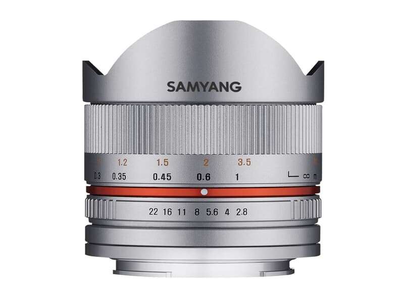 Samyang MF 8mm F2,8 Fisheye II APS-C Fuji X silber