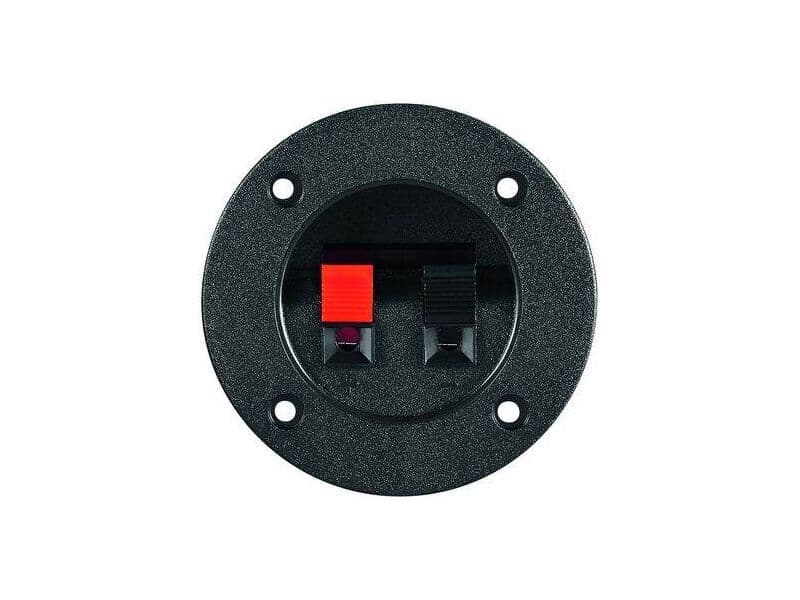 Lautsprecher-Terminal, 2 pol.Klemmleiste, rot/schwarz , rund für versenkten Einbau