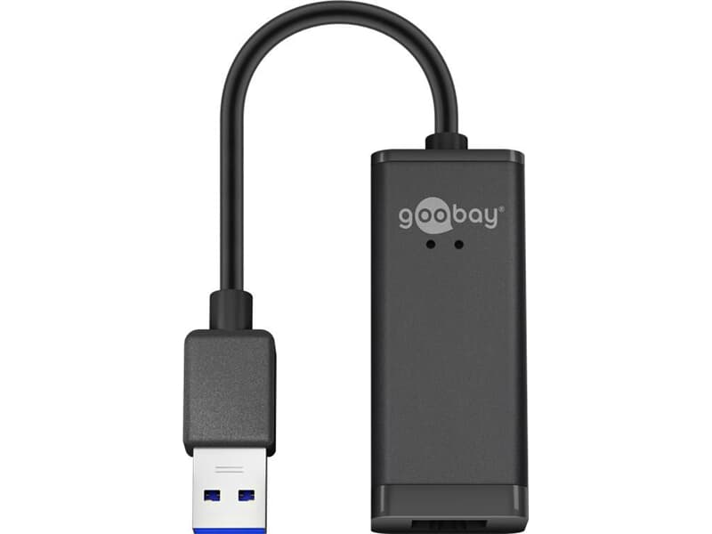 Goobay USB 3.0 Gigabit Ethernet Netzwerkkonverter, Schwarz, 0.1 m - zum Anschluss eines PC/MAC mit U