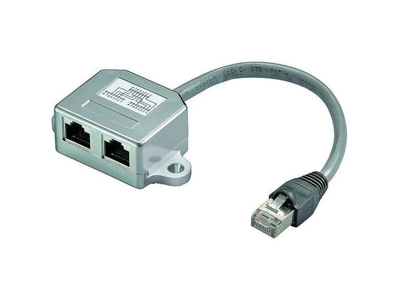 Beschaltung CAT 5 Ethernet + ISDN, 1 x RJ45-Stecker > 2 x RJ45-Buchse