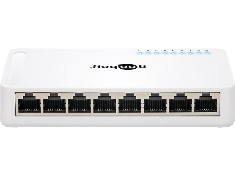 Goobay 8 Port Gigabit Ethernet Netzwerk-Switch, Weiß - mit 8 RJ45-Anschlüssen 10/100/1000Mbps Auto-N