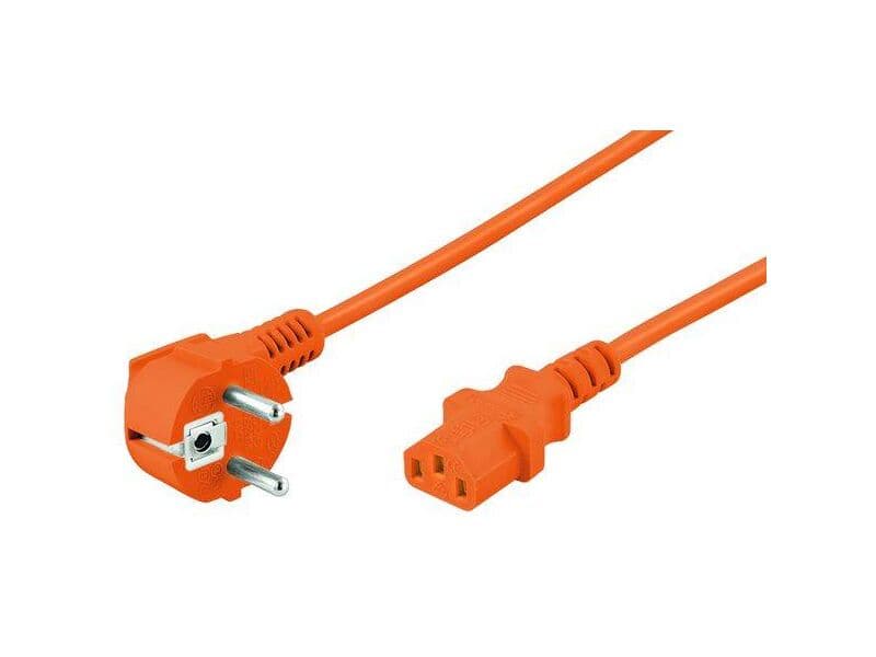 Netzkabel lose Ware, abgewinkelter Schutzkontakt >IEC 320 C13, orange