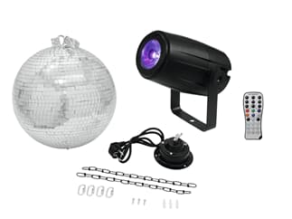 EUROLITE Mirror Ball 30cm with motor + LED PST-5 QCL Spot bk