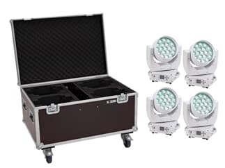 EUROLITE Set 2x LED TMH-X4 Moving-Head Wash Zoom ws + Case with wheels