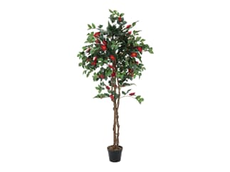 Europalms Kamelienbaum rot mit Topf 180cm, Kunstpflanze