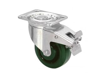 Guitel 37026 - HD Lenkrolle 100 mm mit grünem Rad und Feststeller