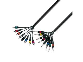Adam Hall Cables K3 L8 PC 0300 - Multicore Kabel 8 x 6,3 mm Klinke mono auf 8 x Cinch male 3 mAdam Hall Cables K3 L8 PC 0300 - Multicore Kabel 8