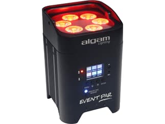 algam Lighting EVENTPAR - Akkubetriebener PAR-Scheinwerfer: 6 LEDs, 12W, RGBWAUV, IR-Fernbedienung, drahtloses DMX