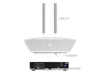 Audac CONGRESS10.3C - weiß - Zeilen-Lautsprecherset mit Verstärker und aktivem Subwoofer (2 x LINO10 + MFA208 + NOBA8A)