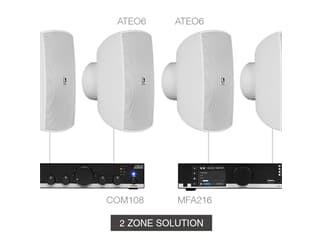 Audac MENTO6.4Z - weiß - Wandlautsprecherlösung mit Verstärkern (4 x ATEO6 + MFA216 + COM108)