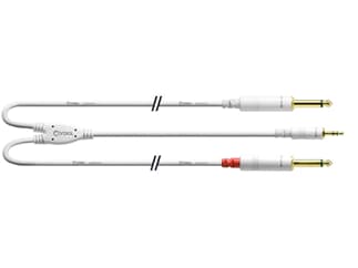 Cordial INTRO CFY 3 WPP-LONG-SNOW - 3,0 m, REAN Klinke 3,5 mm stereo weiss gold / 2 x Klinke 6,3 mm mono