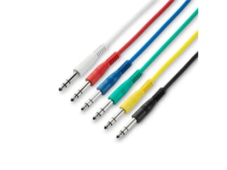 Adam Hall Cables 3 STAR BVV 0015 SET - Set of 6 Patch Cables 6.3 mm Jack Stereo 0.15 m