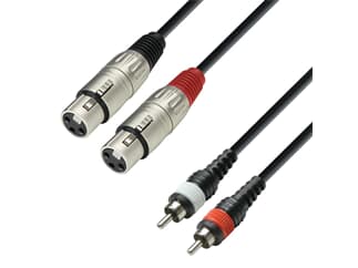 Adam Hall Cables K3 TFC 0300 - Audio Cable Moulded 2 x RCA Male to 2 x XLR Female, 3 m