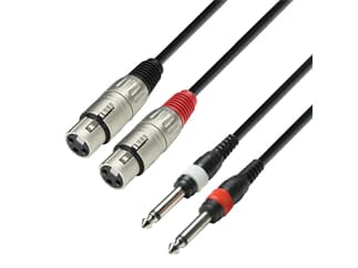 Adam Hall Cables K3 TFP 0100 - Kabel 2 x XLR-Buchse auf 2 x 6,3 mm Mono-Klinkenstecker, 1 m