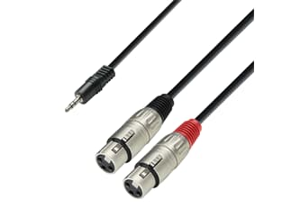Adam Hall Cables K3 YWFF 0100 - Audiokabel 3,5 mm Klinke Stereo auf 2 x XLR Female, 1 m