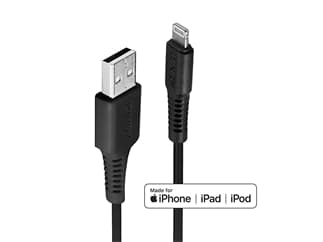 LINDY 31321 2m USB Typ A an Lightning Kabel, schwarz - USB Typ A Stecker an Lightning