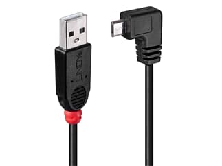 LINDY 31976 1m USB 2.0 Kabel Typ A an Micro-B 90° gewinkelt - USB 2.0 Kabel (abwärtsk