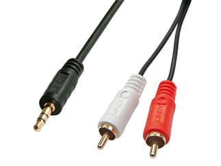 LINDY 35680 Premium Audio-Adapterkabel, 2x RCA (Cinch) Stecker an 3,5mm Klinkenstecke