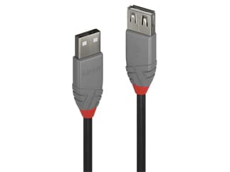 LINDY 36700 0.2m USB 2.0 Typ A Verlängerungskabel, Anthra Line - USB Typ A Stecker an
