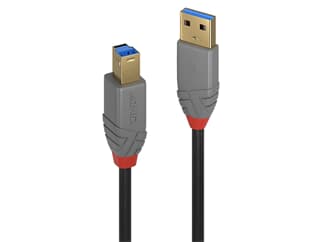 LINDY 36740 0.5m USB 3.2 Typ A an B Kabel, 5GBit/s, Anthra Line - USB Typ A Stecker a
