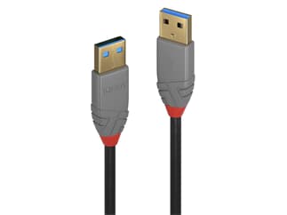 LINDY 36750 0.5m USB 3.2 Typ A Kabel, 5GBit/s, Anthra Line - USB Typ A Stecker an A S