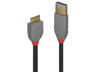 LINDY 36765 0.5m USB 3.2 Typ A an Micro-B Kabel, 5GBit/s, Anthra Line - USB Typ A Ste