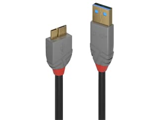 LINDY 36766 1m USB 3.2 Typ A an Micro-B Kabel, 5GBit/s, Anthra Line - USB Typ A Steck