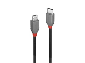 LINDY 36892 2m USB 2.0  Typ C an Micro-B Kabel, Anthra Line - USB Typ C Stecker an Mi