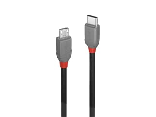 LINDY 36893 3m USB 2.0 Typ C an Micro-B Kabel, Anthra Line - Type C Stecker an Micro-B Stec