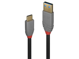 LINDY 36911 1m USB 3.2  Typ A an C Kabel, 10GBit/s, 5A, PD, Anthra Line - USB Typ A S