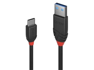 LINDY 36914 0.15m USB 3.2 Typ A an C Kabel, 10GBit/s, Black Line - USB Typ A Stecker