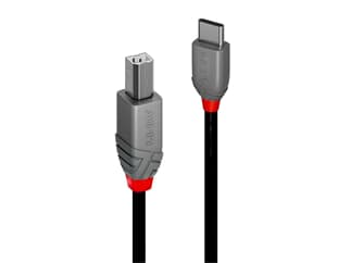 LINDY 0.5m USB 2.0 Typ C an B Kabel, Anthra Line - USB Typ C Stecker an B Stecker