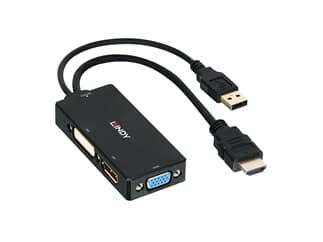 LINDY 38182 HDMI auf DisplayPort, DVI & VGA Konverter - Verbindet eine HDMI-Quelle mi