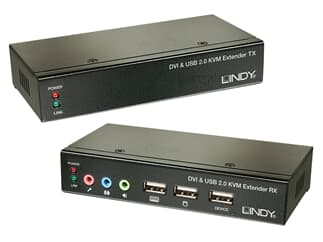 LINDY 39377 50m Cat.6 DVI-D Single Link, USB & Audio KVM Extender - DVI-, USB- und Au