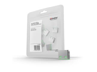 LINDY 40461 USB Typ A Port Schloss, grün, 10 Stück - Zehn Port Schlösser für USB ohne