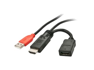 LINDY 41080 HDMI 1.4  M/F Stromeinspeisungsadapter mit USB Typ A Stecker (ca. 15cm) -