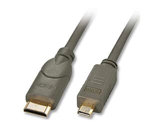 LINDY 41340 High-Speed-HDMI®-Kabel mit Ethernet, Typ C (Mini) / Typ D (Micro), 0,5m -