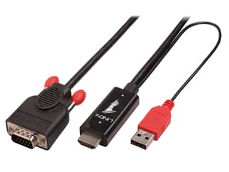 LINDY 41455 1m HDMI an VGA Kabel - Zum Anschluss einer HDMI-Quelle an einen VGA-Monit
