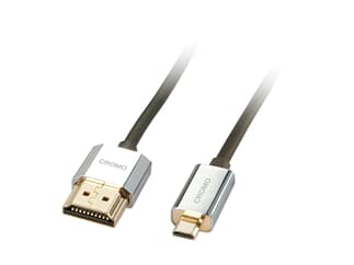 LINDY 41681 CROMO® Slim High-Speed-HDMI®-Kabel mit Ethernet, Typ A/D, 1m - Monitorkab