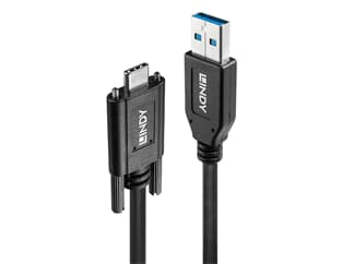 LINDY 41879 - USB 3.1 C/A Kabel 1m, verschraubbar - Sichere USB-Steckverbindung Typ C für industrielle Anwendungen