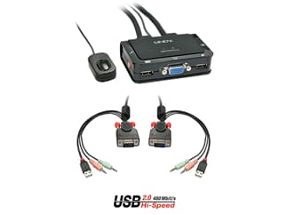 LINDY 42342 2 Port VGA, USB 2.0 & Audio Cable KVM Switch - Umschalten zwischen 2 Comp