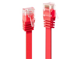 LINDY 47512 2m Cat.6 U/UTP  Flachband-Netzwerkkabel, rot - RJ45-Stecker, 250MHz, Kupf