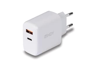 LINDY 73424 - 30W USB Type A & C Charger - Zum gleichzeitigen Laden zweier Geräte mit Power Delivery