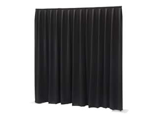 Wentex P&D Curtain - Medium Gloss Satin 300x120cm 165G Black, pleated-gefaltet