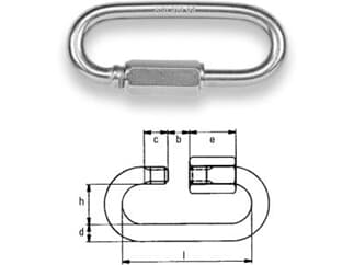 SAFETEX Kettenschnellverschluss 4 mm Edelstahl A4 DIN 56927 Form B