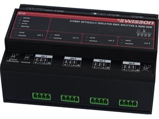 SWISSON ISP-6R-DC-RJ45A - DIN Rail DMX&RDM Splitter, 6 outputs, RJ-45, ANSI E1.11 (1:+,2:-,7&8:COM)
